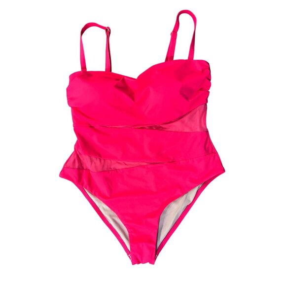 Swimsuits for All One Piece Womens 18 NEW No Tags Bright Pink 66-0141-3 Summer - Picture 3 of 14